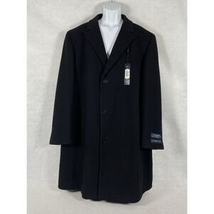 Chereskin Trench Coat Mens 46L Black Piedmont Wool Cashmere Blend New